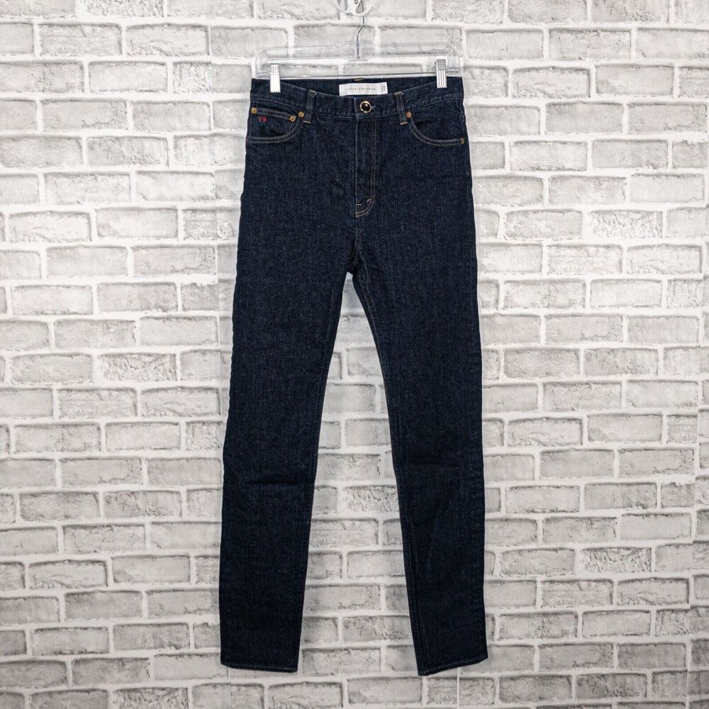 VICTORIA BECKHAM Made in JAPAN High Rise Skinny Leg Raw Denim Jeans Dark wash 28 - Picture 10 of 15